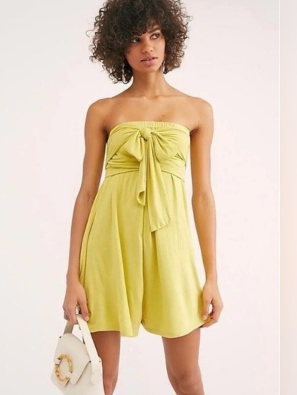 Free People Lime Strapless Tie-Front One Piece Romper